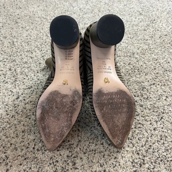 Anthropologie Vicenza Sock Ankle Boots Size 6 Pointed Toe Stretch Brown Black - Picture 4 of 11